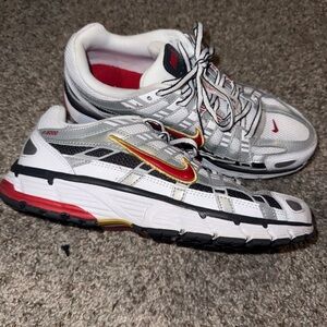 Nike P-6000 White, Red, and Gold  Shoes